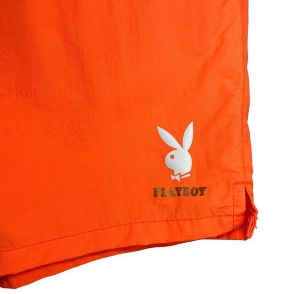 PacSun Playboy‎ Shorts Men's Size Large Neon Orange Athletic Beach Swim Trunks - Picture 5 of 11